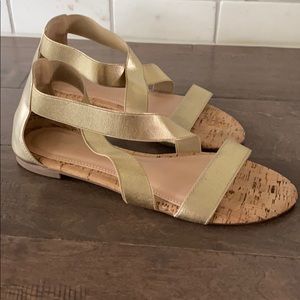 Strappy gold flat sandals